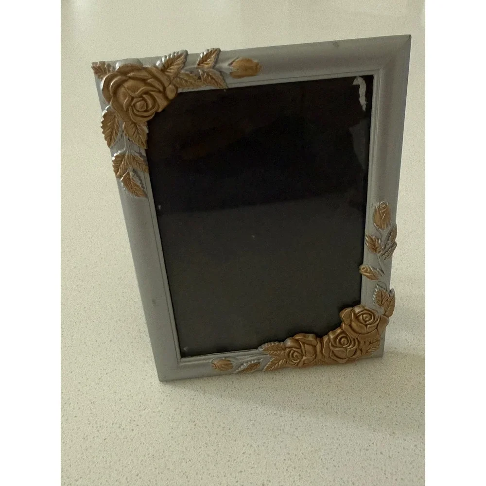 Vtg Weston Gallery Silver and Gold Rose Floral Cast Metal 3.5x5 Picture Frame